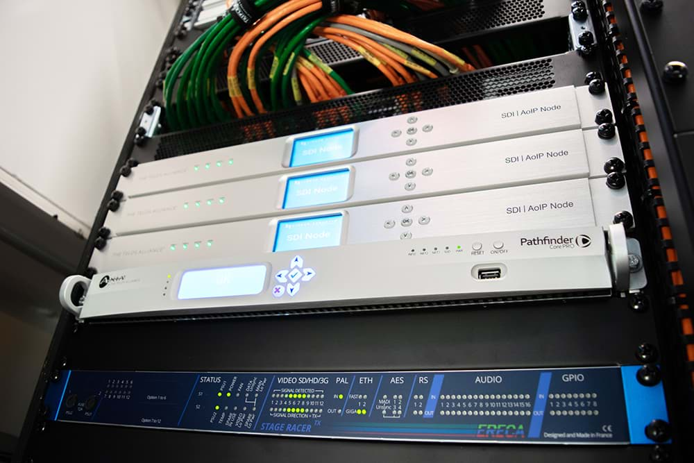 Rijnmond Reportagewagen binnenkant / Telos SDI AoIP Node / OB van / Triple Audio